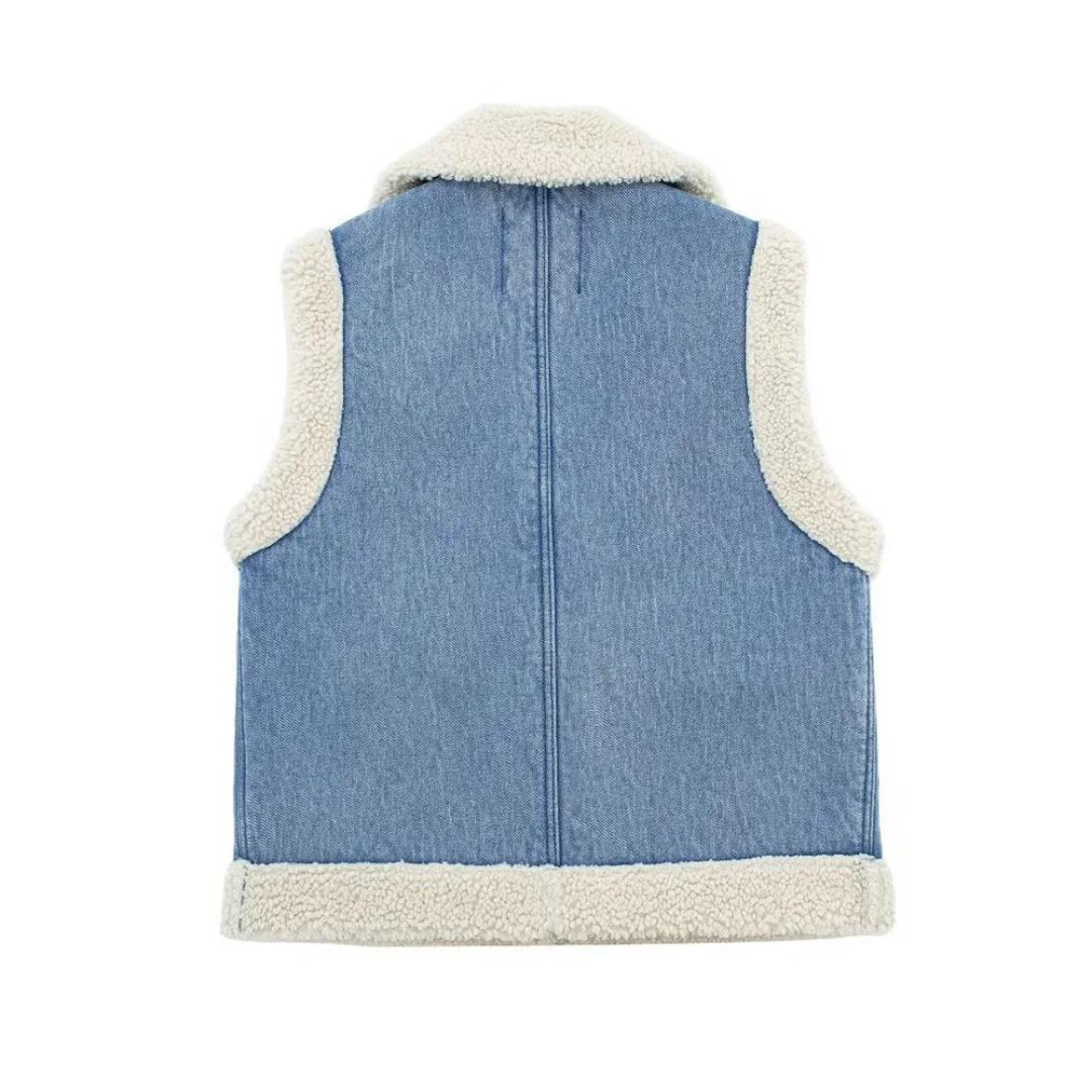 Denimjacke Mit Schurwolle Vintage Flair-Jackets-WUNDERLOOK