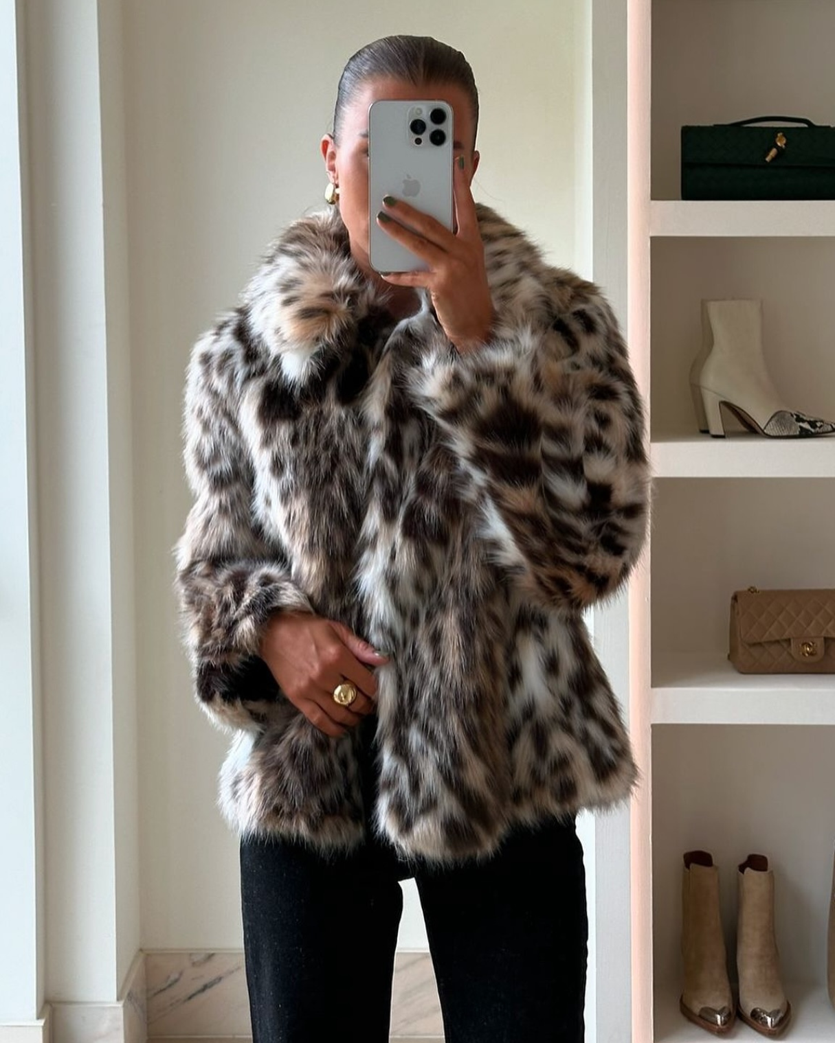 Leoparden Kunstfell Jacke Luxuriöses Design-Jackets-WUNDERLOOK