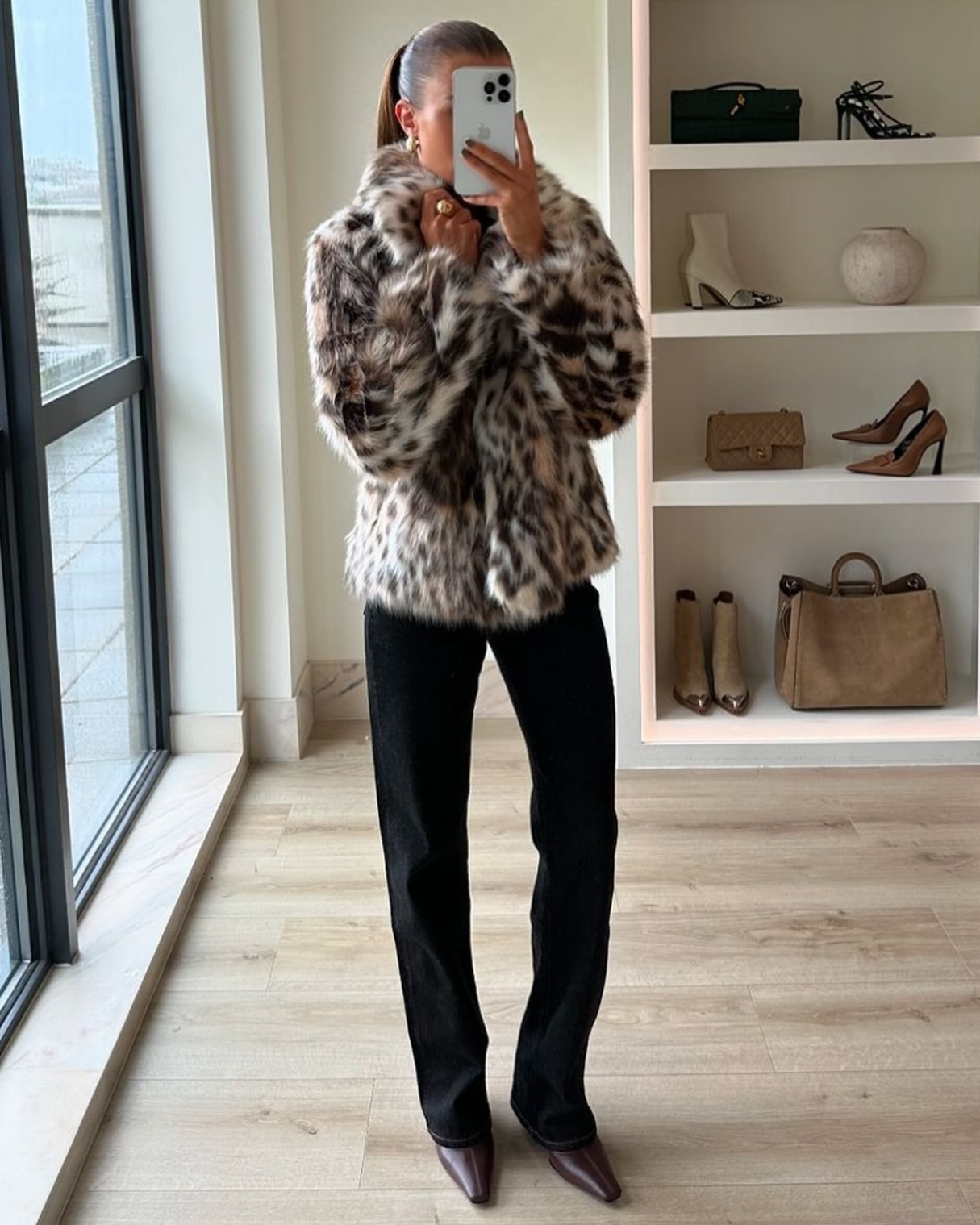 Leoparden Kunstfell Jacke Luxuriöses Design-Jackets-WUNDERLOOK