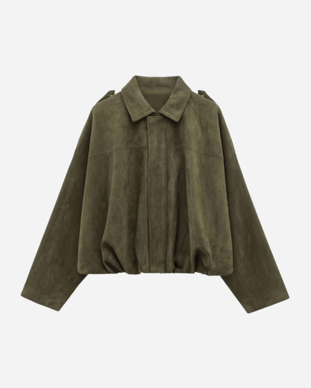Vintage Suede Bomberjacke in Oliv Eleganter Stil und Zeitloses Design-Jackets-Oliv-S-WUNDERLOOK