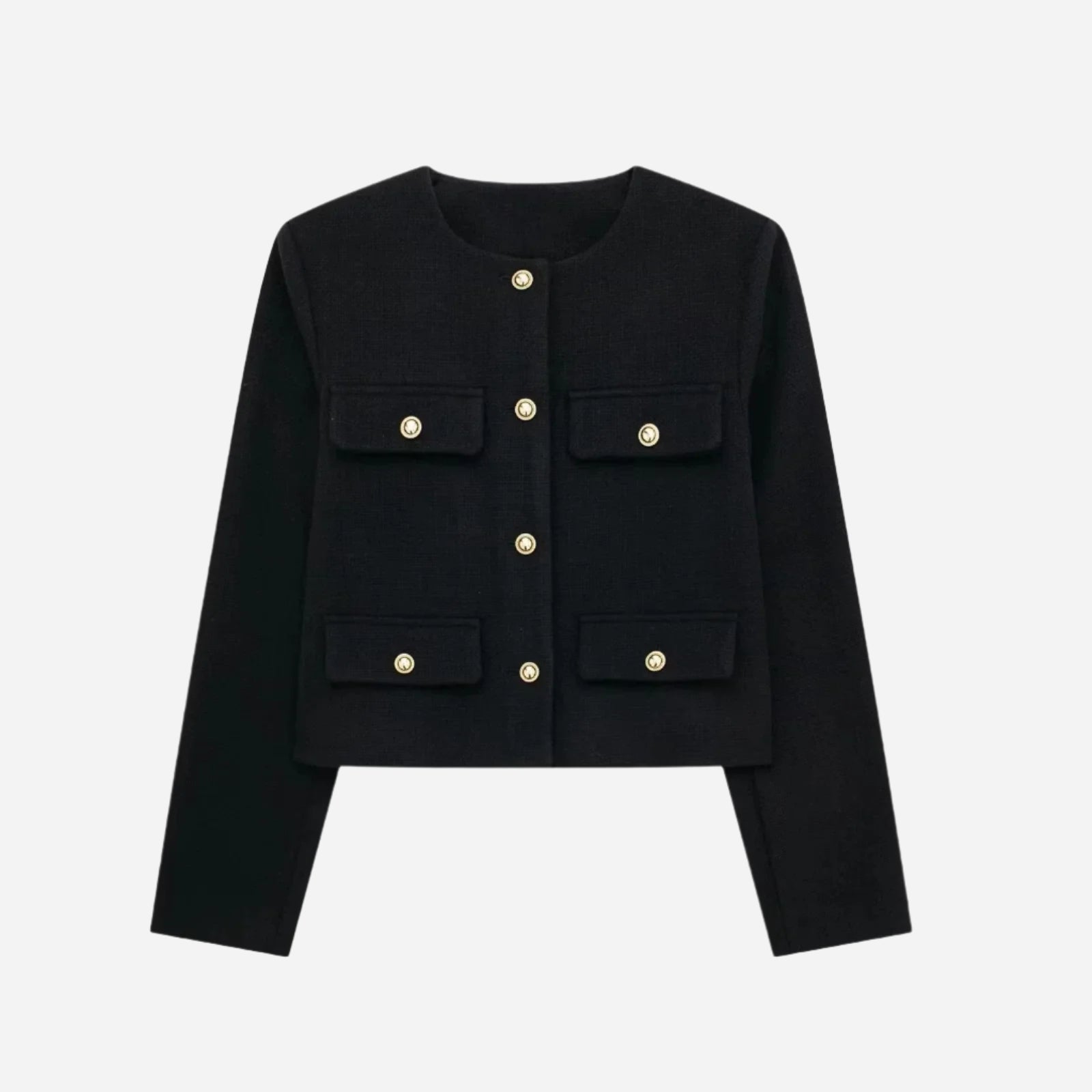 Vintage Verkürzte Jacke Zeitlose Eleganz für Stilbewusste-Jackets-Schwarz-XS-WUNDERLOOK